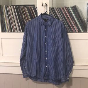 Blue with white stripes men’s dress shirt